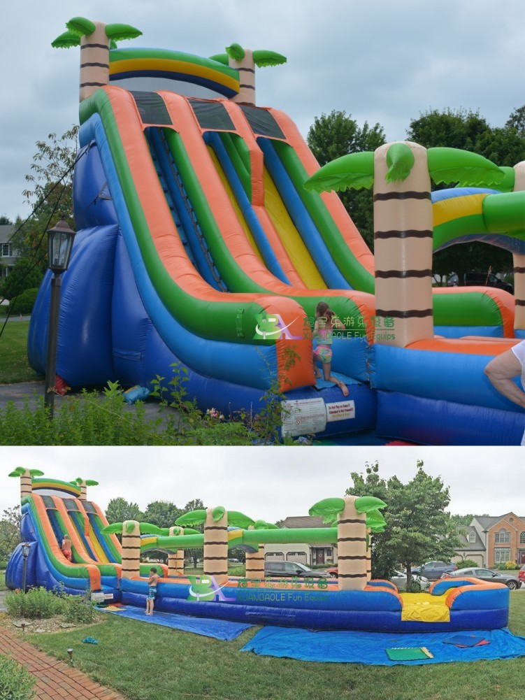 Dive into Profits: Commercial - Grade Inflatable Pool Slide with Palm Trees 4