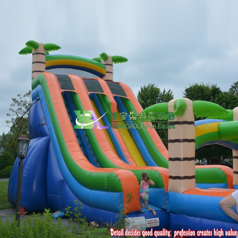 Dive into Profits: Commercial - Grade Inflatable Pool Slide with Palm Trees 3