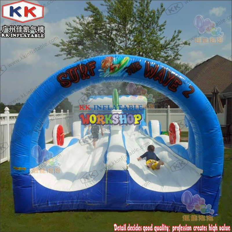 Inflatable Factory - Customized Surf Wave - themed Double - Lane Inflatable Water Slip 'N Slide 2