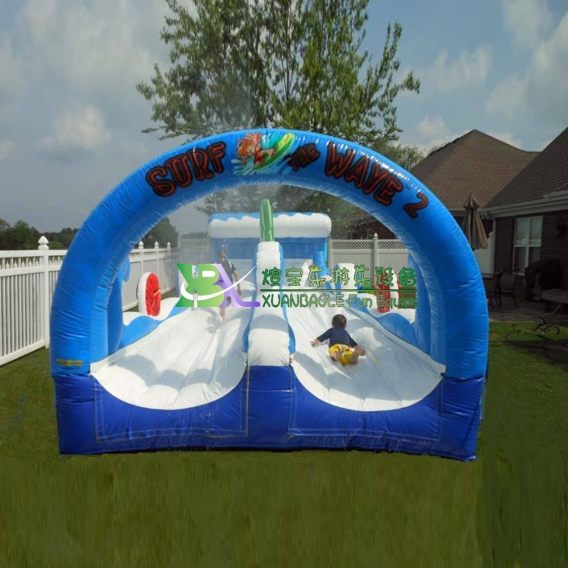 Inflatable Factory - Customized Surf Wave - themed Double - Lane Inflatable Water Slip 'N Slide 5