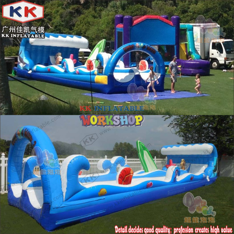 Inflatable Factory - Customized Surf Wave - themed Double - Lane Inflatable Water Slip 'N Slide 4
