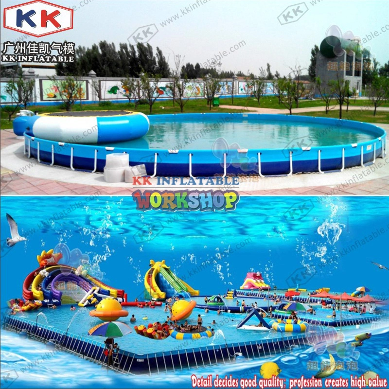 Eco-friendly Rainbow Inflatable Water Slides Commercial mobile water slide with frame pool 1