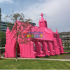 Iglesia blanca inflable rosada personalizada 1