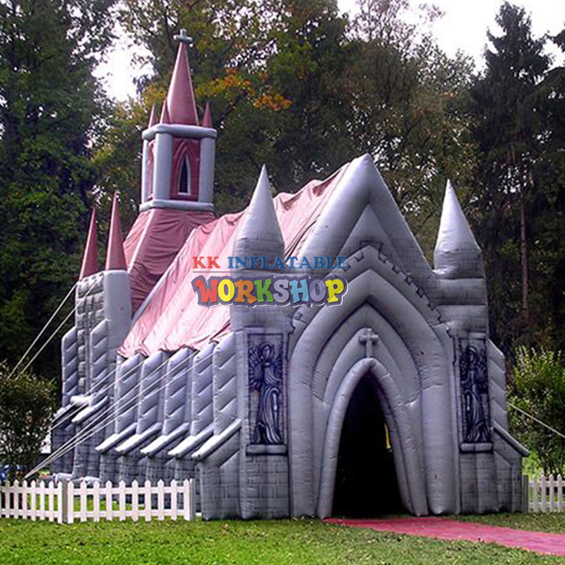 Iglesia blanca inflable rosada personalizada 5