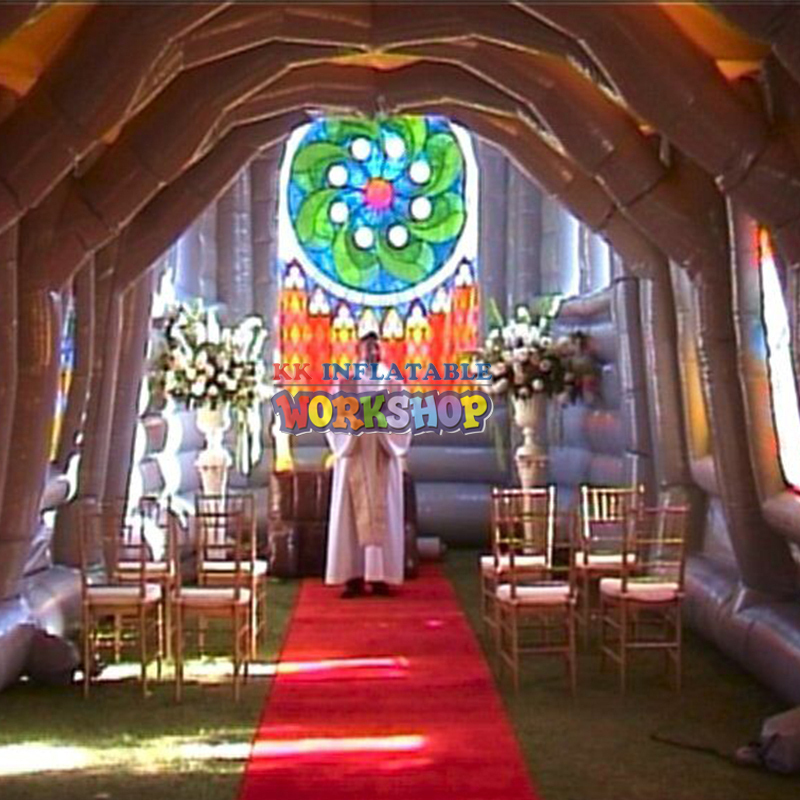 Iglesia blanca inflable rosada personalizada 6