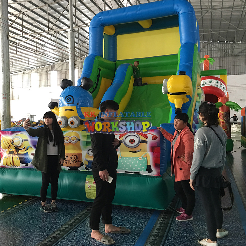 Tobogán seco inflable para niños comerciales de PVC, tobogán inflable de dibujos animados de Minions de Anime 3