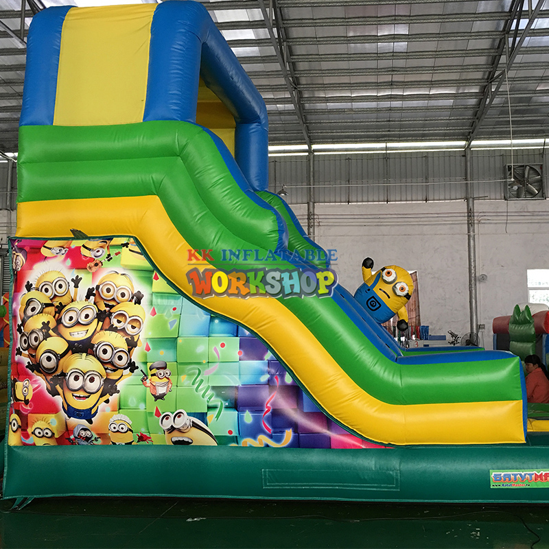 Tobogán seco inflable para niños comerciales de PVC, tobogán inflable de dibujos animados de Minions de Anime 5