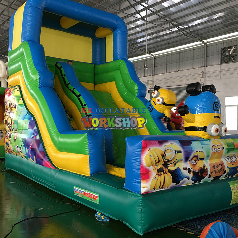 Tobogán seco inflable para niños comerciales de PVC, tobogán inflable de dibujos animados de Minions de Anime 2