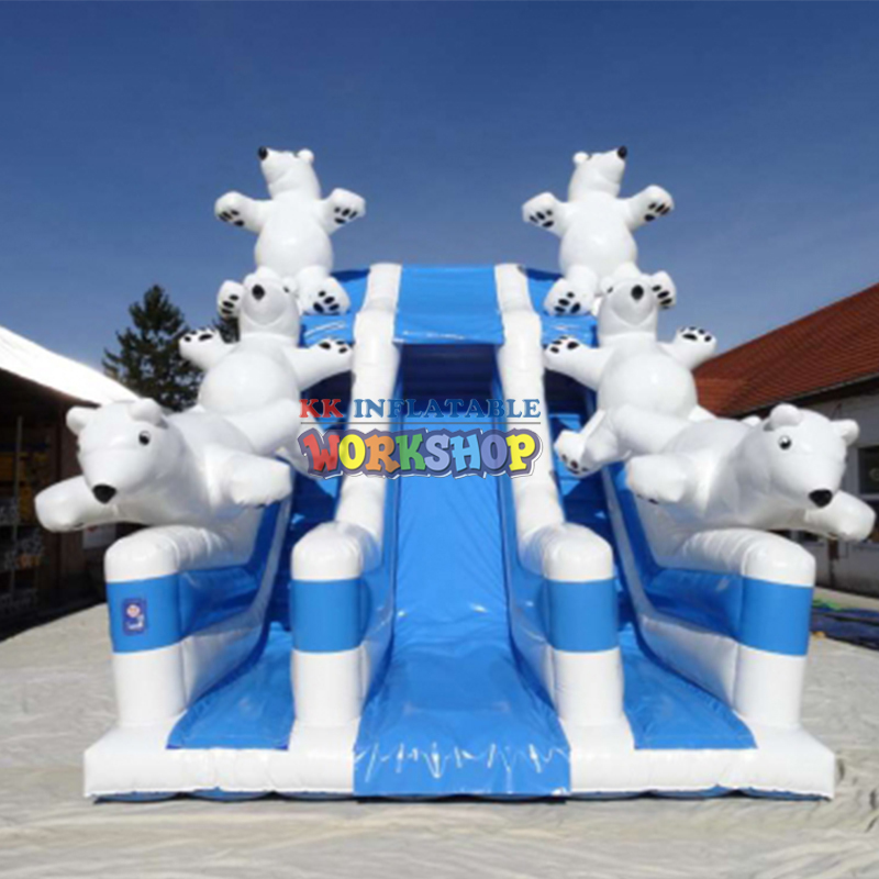 Skiing polar bear air filled snow slide giant inflatable slide 2