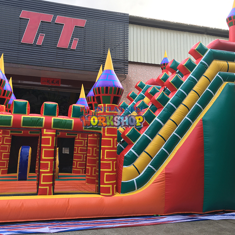 Outdoor Magic Castle Inflatable Bouncer With Slide, Mickey Theme Inflatable Slide Playground 3