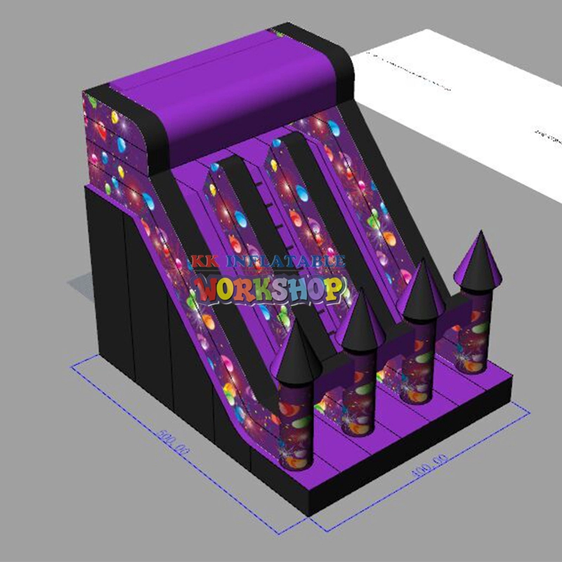 Inflatable bounce purplish black combo slide 1