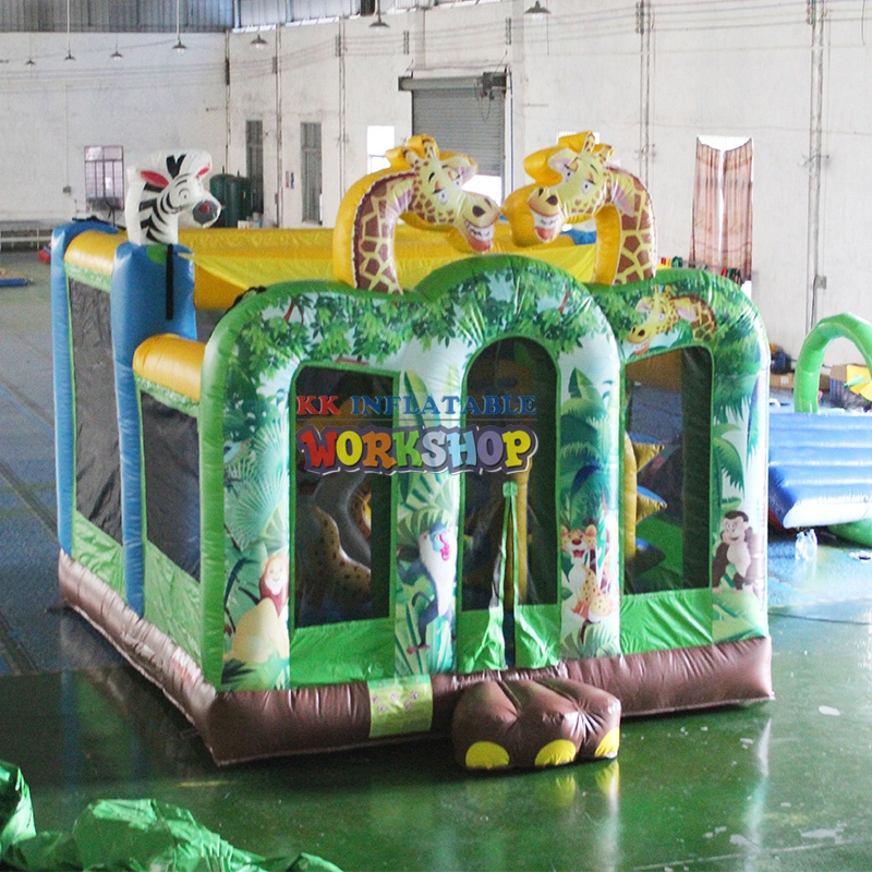 Giraffe Jungle Animals Inflatable Bouncy House, Forest Giraffe Inflatable Bouncer Manufacturer 1