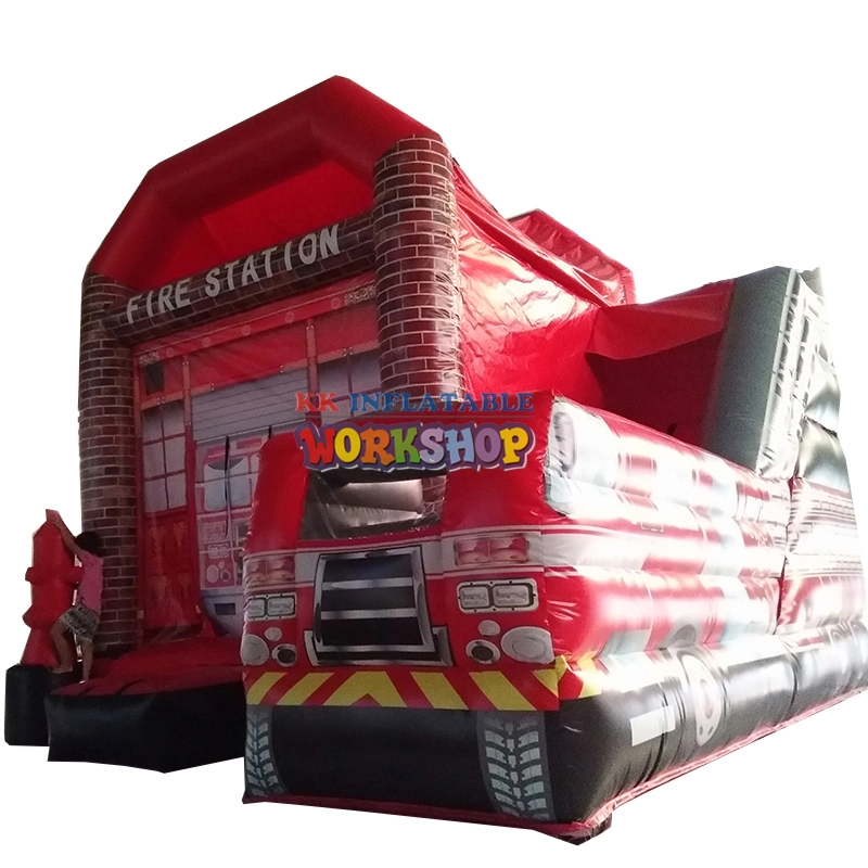 Residential house fire station commercial use inflatable combo 1