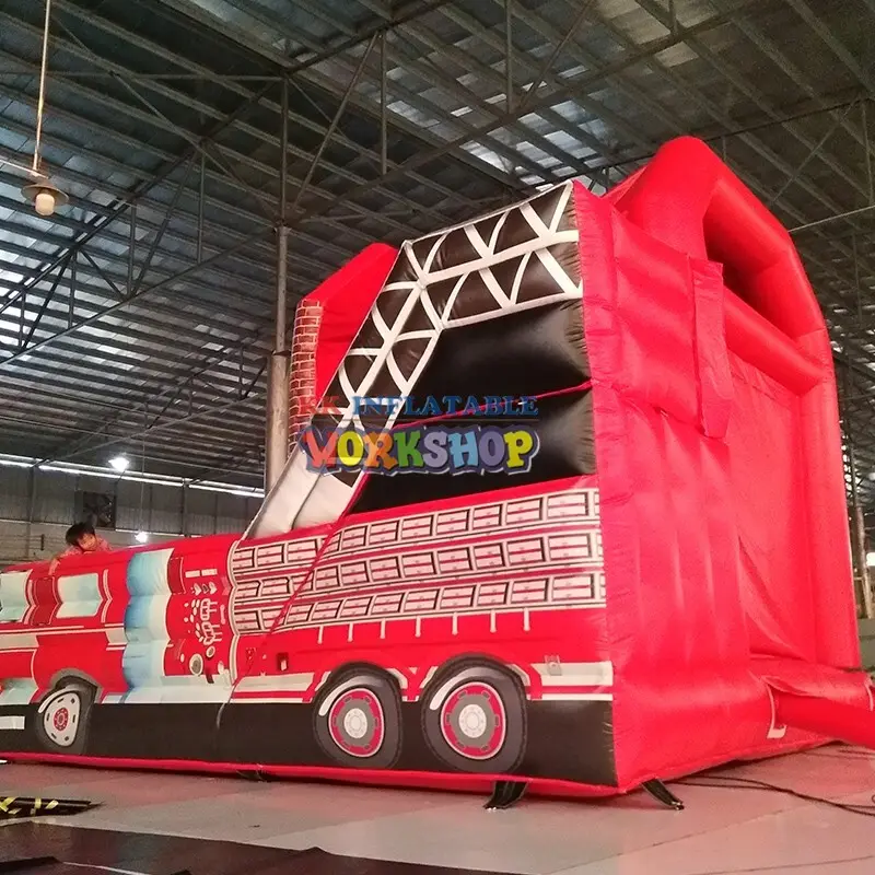 KK INFLATABLE fire truck shape big water slides various styles for playground 4