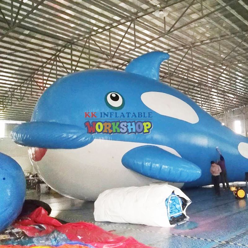 Decoración de agua publicidad ballena azul inflable gigante 20m de largo 4