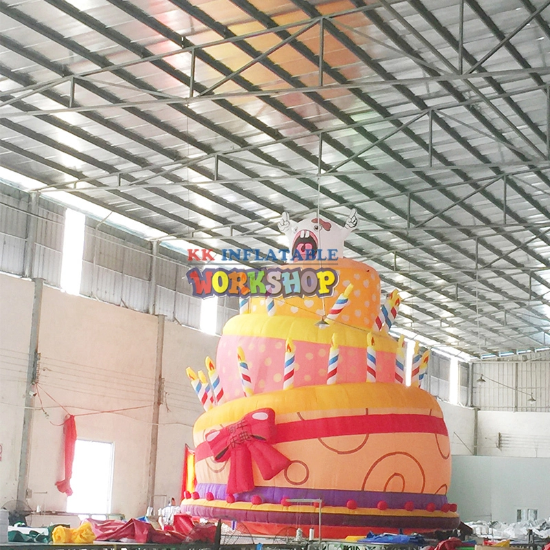Tarta de cumpleaños inflable gigante de tela Oxford con velas 1