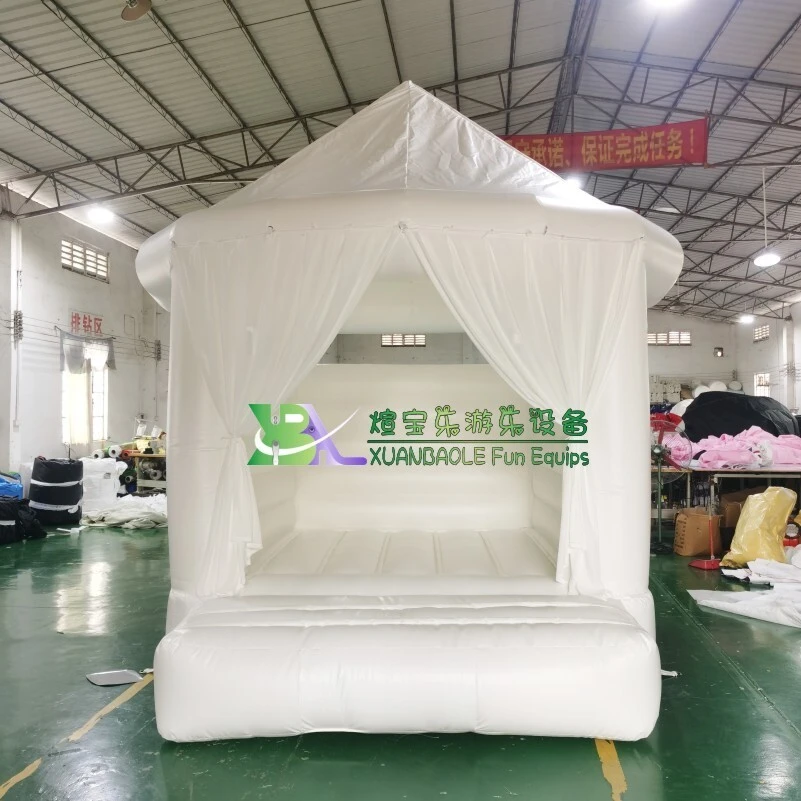 Wedding party rental White peach door curtain bouncy castle adults jumping castle with roof 1