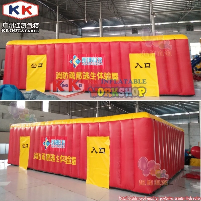 Factory custom School earthquake fire disaster escape exercise Large inflatable fire fighting drill tent 1