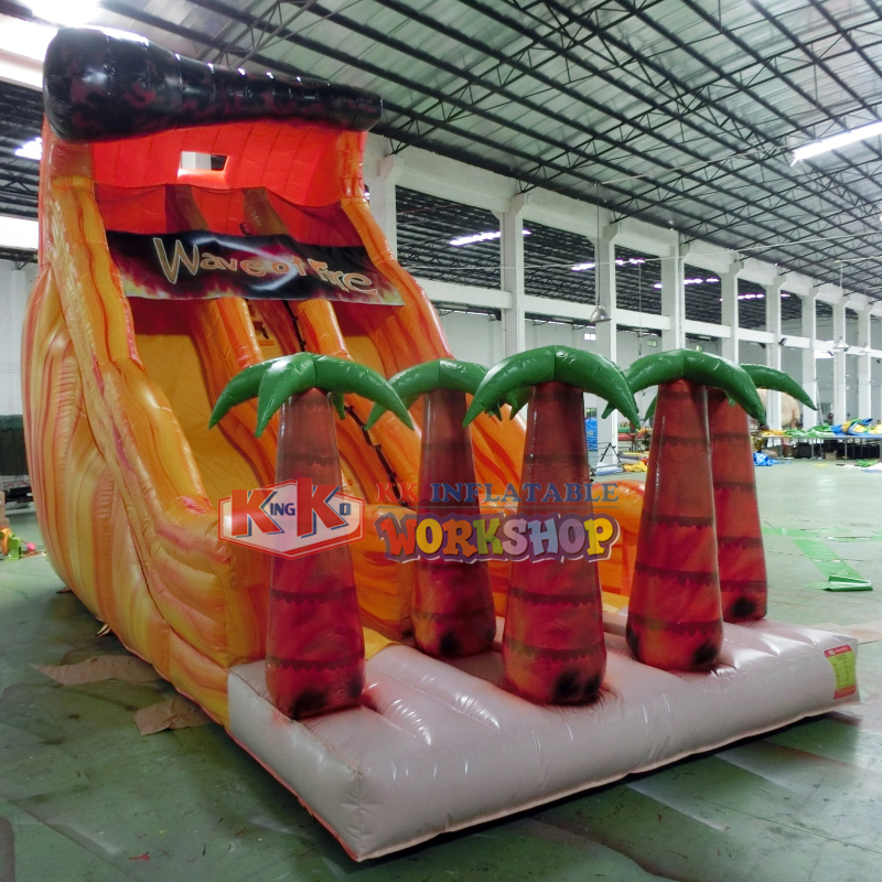 Children's Park Double Channel Inflatable Volcano Wave Dry Slide 1