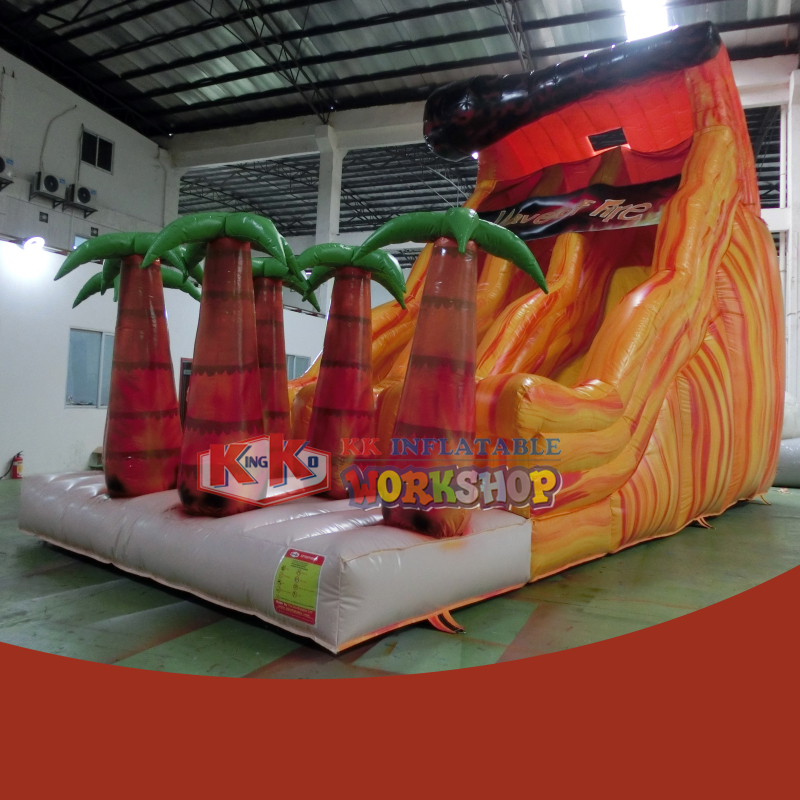 Children's Park Double Channel Inflatable Volcano Wave Dry Slide 2