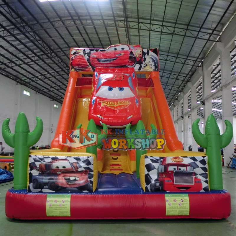 Children's Park Double Channel Inflatable Volcano Wave Dry Slide 6