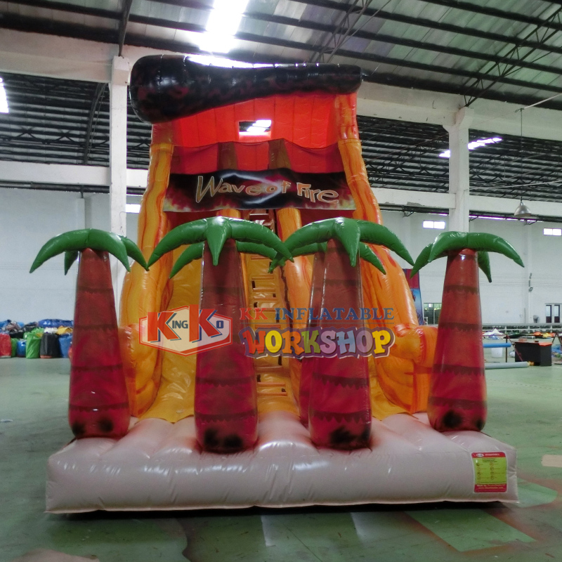Children's Park Double Channel Inflatable Volcano Wave Dry Slide 5