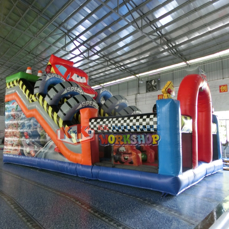 Outdoor Racing Cars inflatable Dry slide inflatable bouncer with slide for kids and adults 1