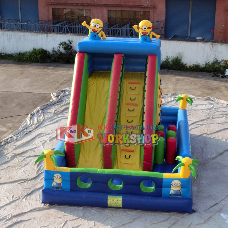 Giant inflatable dry slide products amusement park bouncer castle 3D little minions Theme Climbing Slide Jumping bouncer 1