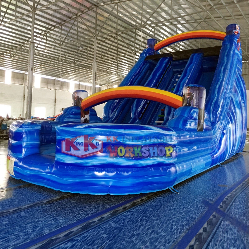 Commercial Business Type inflatable marble blue wet/dry slide games for party rental using 1