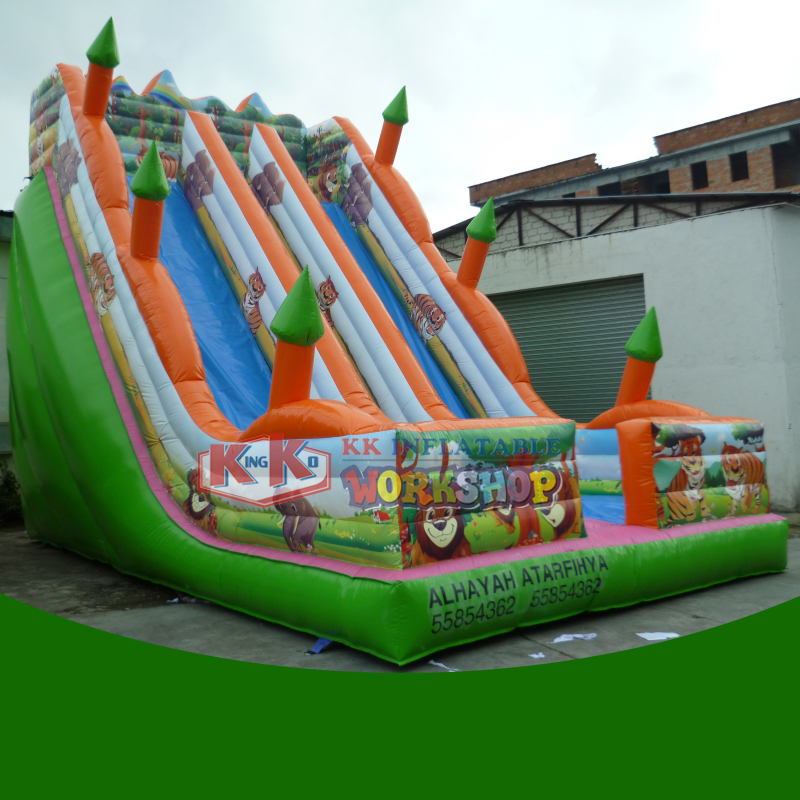 Tobogán inflable del bosque del tema de la selva, trampolín de salto interior al aire libre de la diapositiva del castillo de los niños 3
