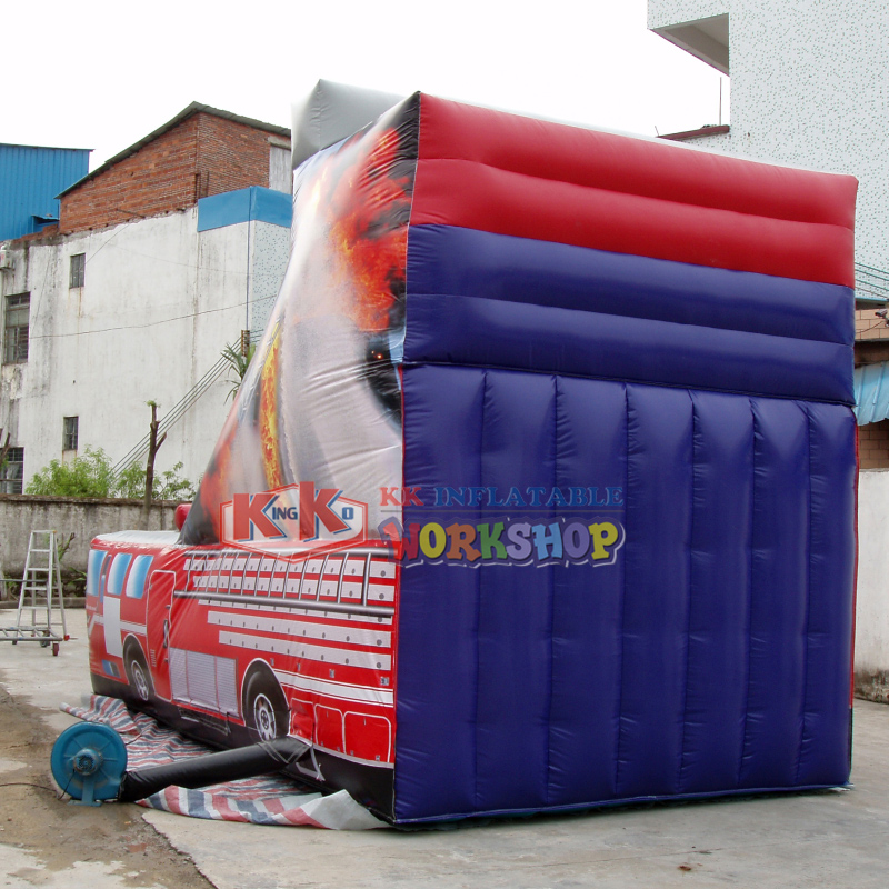 Tobogán inflable con tema de camión de bomberos salvavidas para alquiler de fiestas infantiles 5
