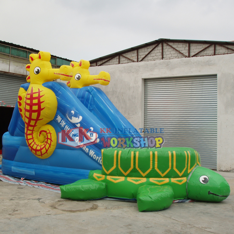 Tobogán inflable de tortuga, toboganes para niños, tobogán inflable gigante de China con temática marina, parque infantil 2