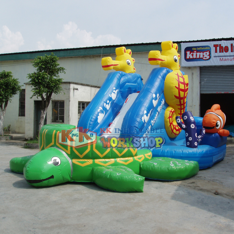 Tobogán inflable de tortuga, toboganes para niños, tobogán inflable gigante de China con temática marina, parque infantil 3