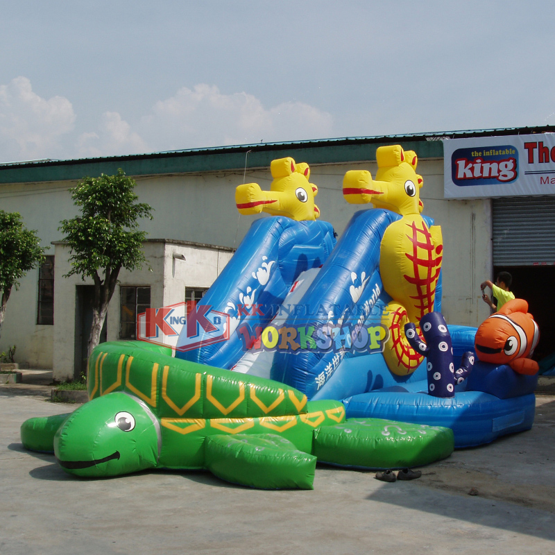 Tobogán inflable de tortuga, toboganes para niños, tobogán inflable gigante de China con temática marina, parque infantil 4