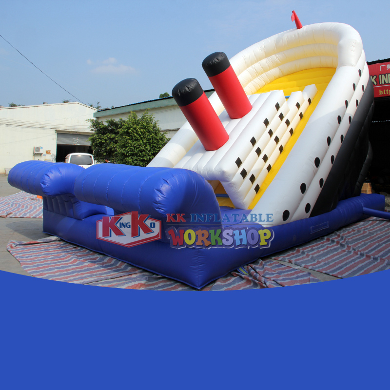 Tobogán inflable Titanic Adventure, tobogán inflable comercial de PVC para fiesta en casa, muelle para barco 1