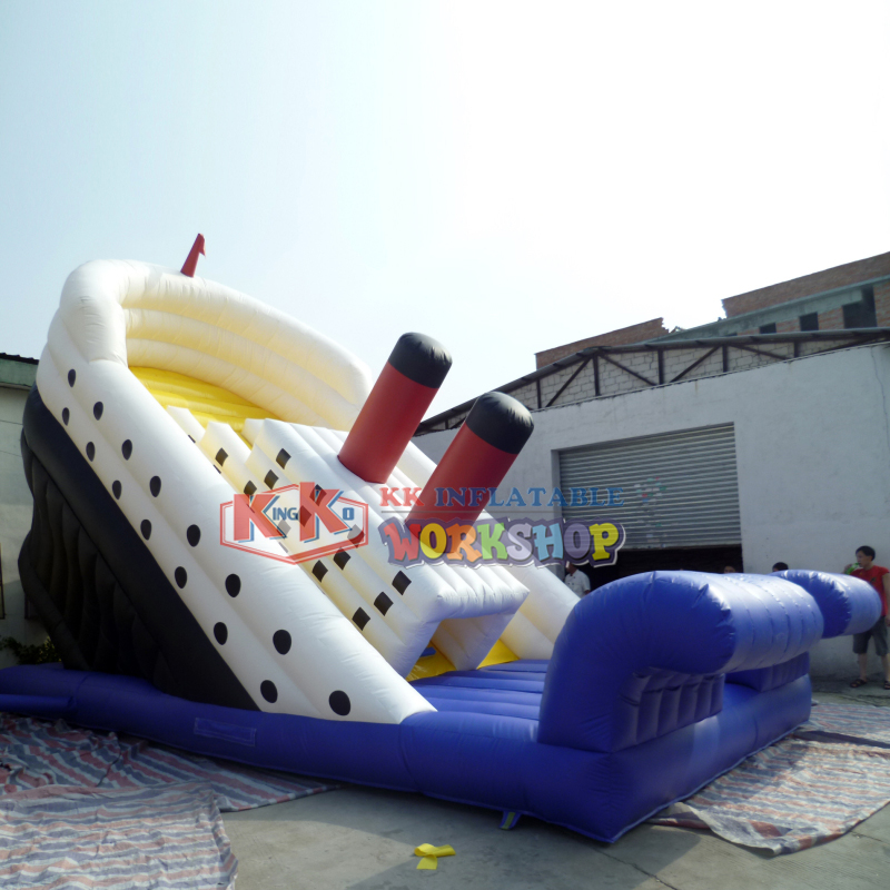 Tobogán inflable Titanic Adventure, tobogán inflable comercial de PVC para fiesta en casa, muelle para barco 3