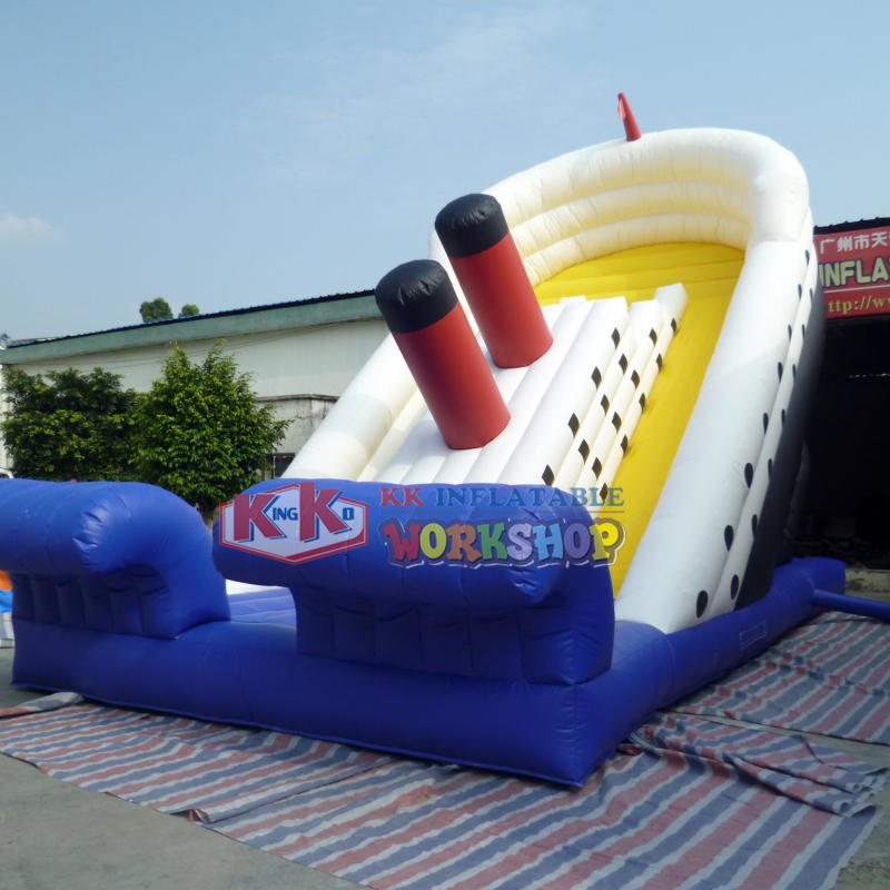 Tobogán inflable Titanic Adventure, tobogán inflable comercial de PVC para fiesta en casa, muelle para barco 2