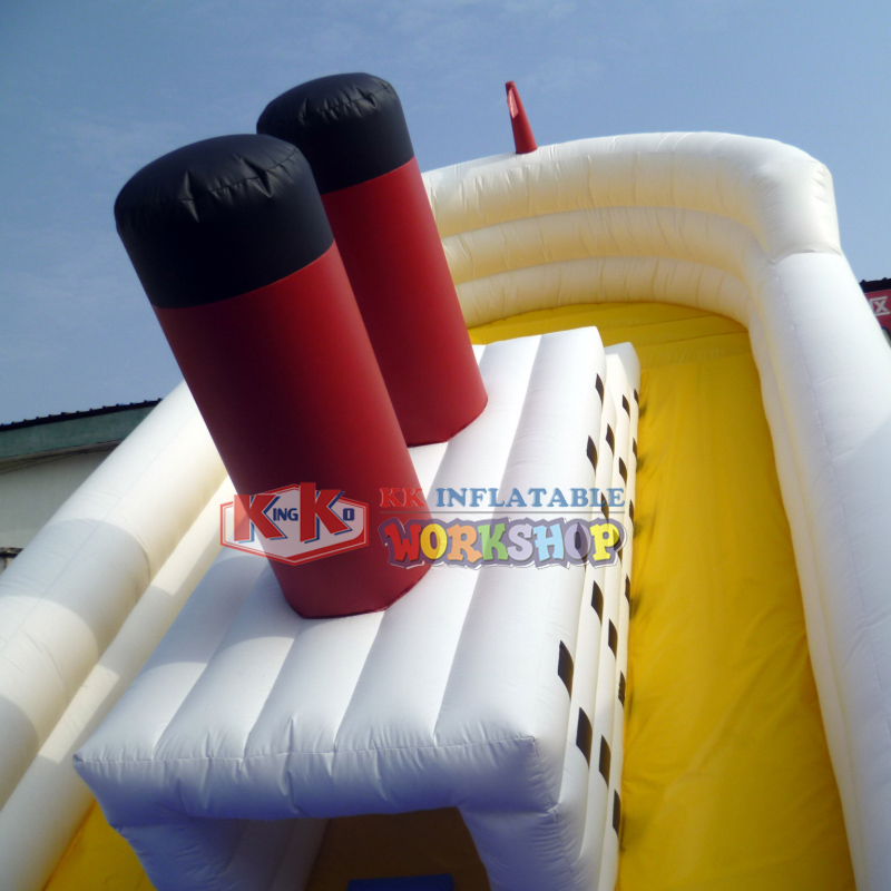 Tobogán inflable Titanic Adventure, tobogán inflable comercial de PVC para fiesta en casa, muelle para barco 5