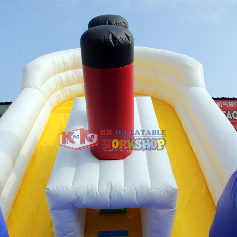 Tobogán inflable Titanic Adventure, tobogán inflable comercial de PVC para fiesta en casa, muelle para barco 4