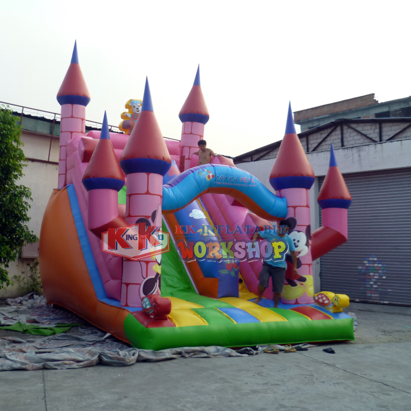 Tobogán inflable comercial para saltar castillo moonwalk, trampolín seco hinchable para niños 2