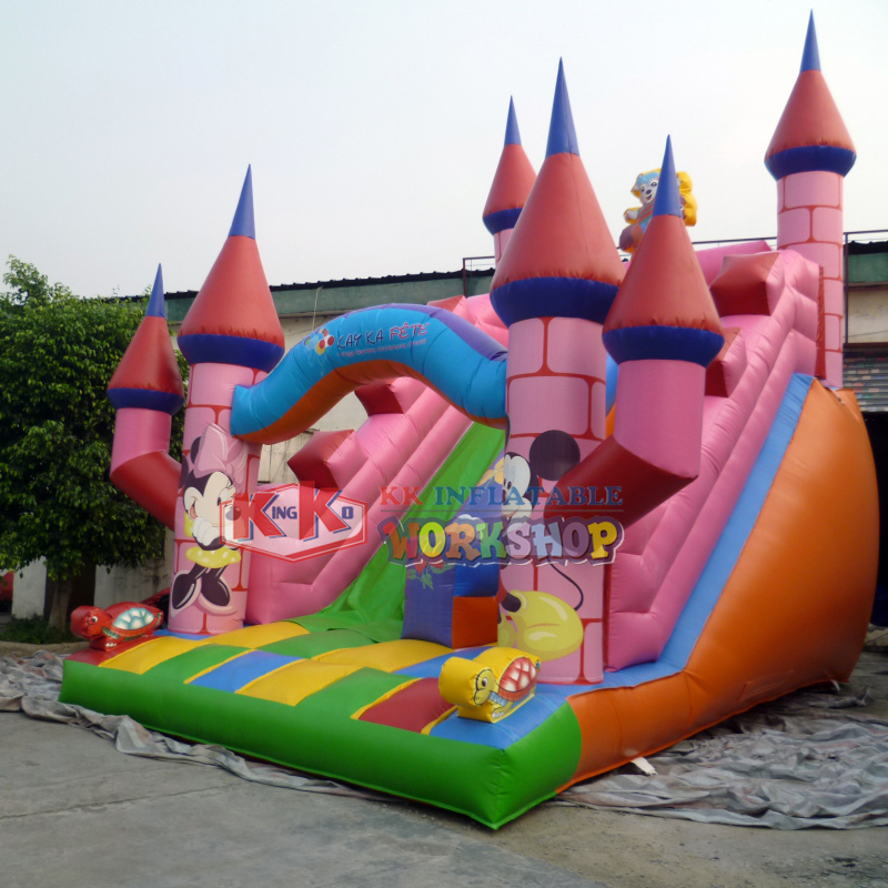 Tobogán inflable comercial para saltar castillo moonwalk, trampolín seco hinchable para niños 1