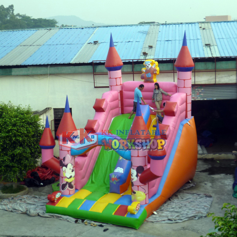 Tobogán inflable comercial para saltar castillo moonwalk, trampolín seco hinchable para niños 3