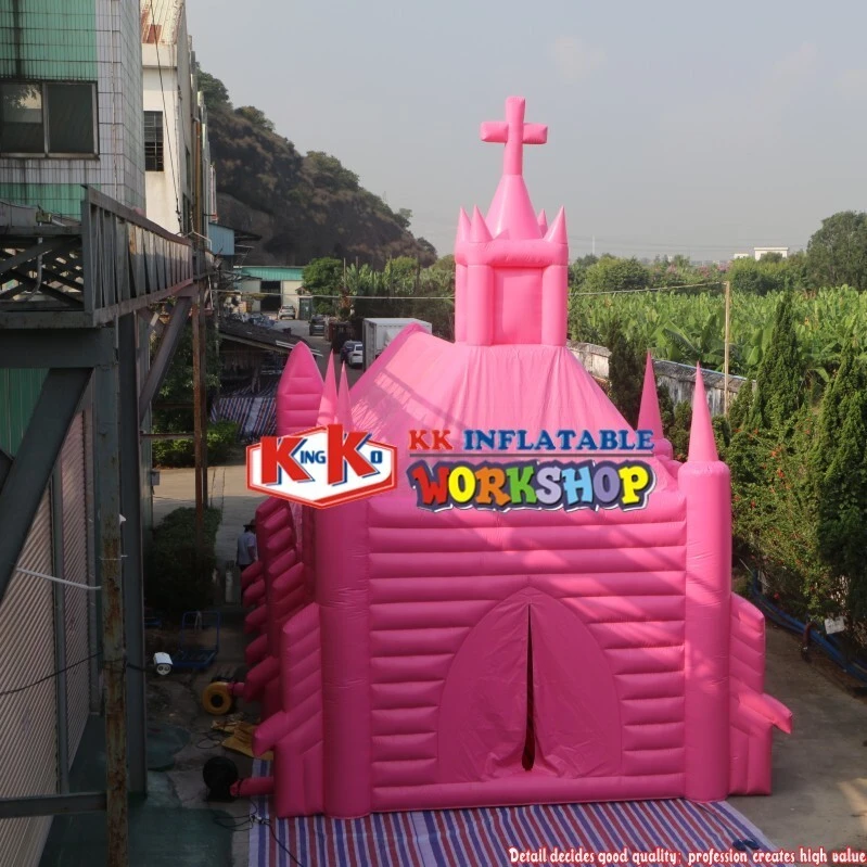 Giant building house balloon pink inflatable church , wedding church tent, church event marquee canopy 1