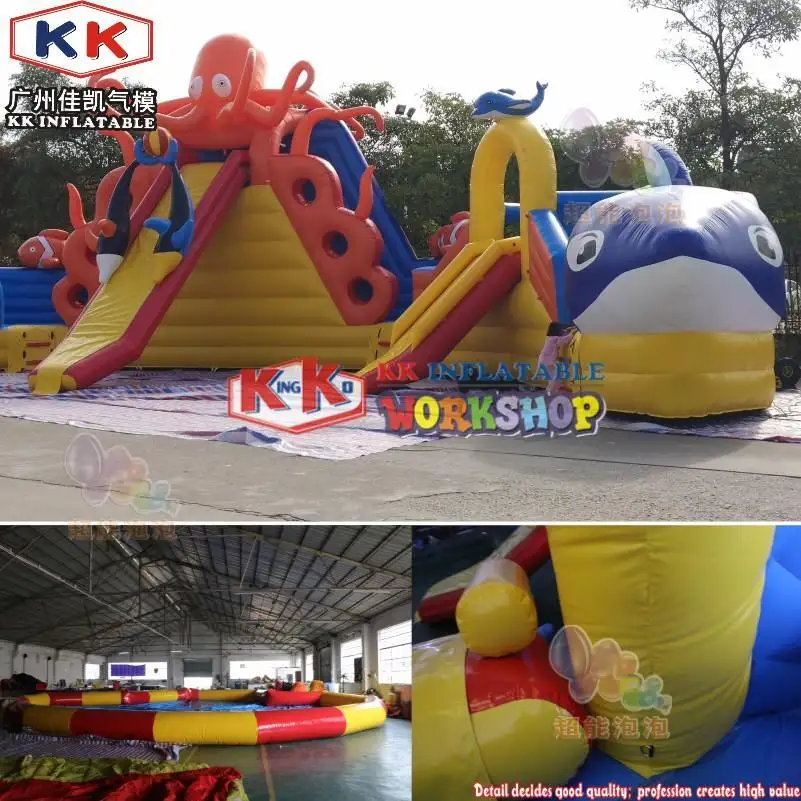 durable inflatable theme park blue factory price for paradise 4