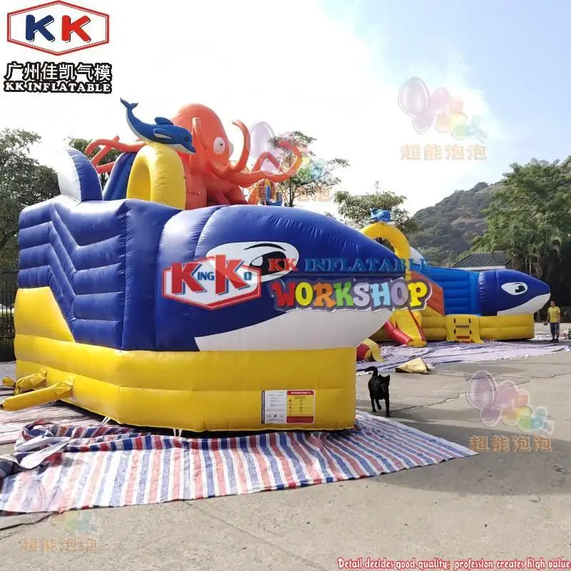 durable inflatable theme park blue factory price for paradise 7