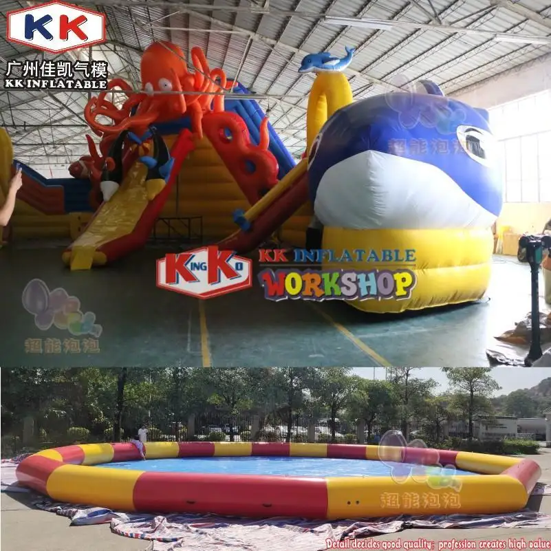 durable inflatable theme park blue factory price for paradise 3