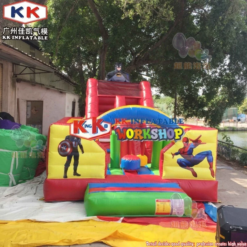 4 meters high kids spiderman inflatable slide with complete digital printing for outdoor parties 1