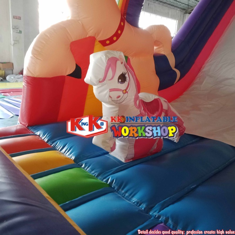 outdoor unicorn carriage slide inflatable jumping castle combo slide 5