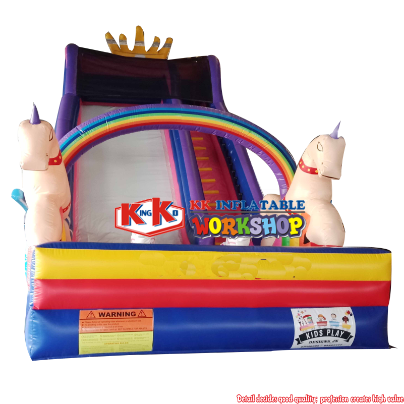 outdoor unicorn carriage slide inflatable jumping castle combo slide 3