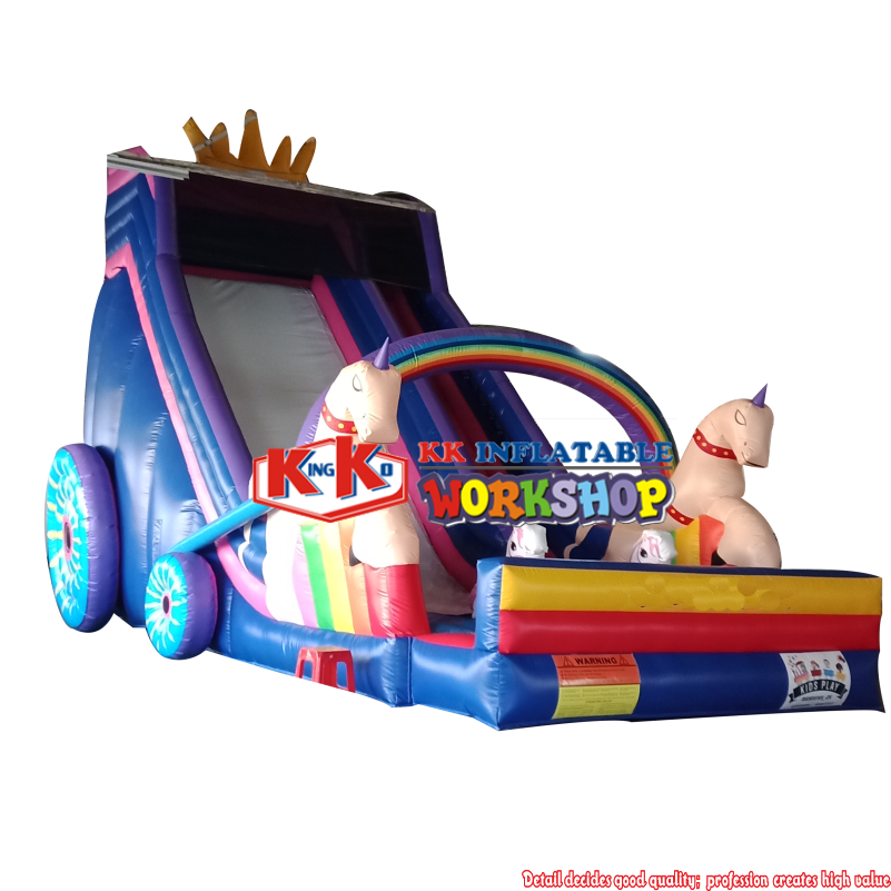 outdoor unicorn carriage slide inflatable jumping castle combo slide 4